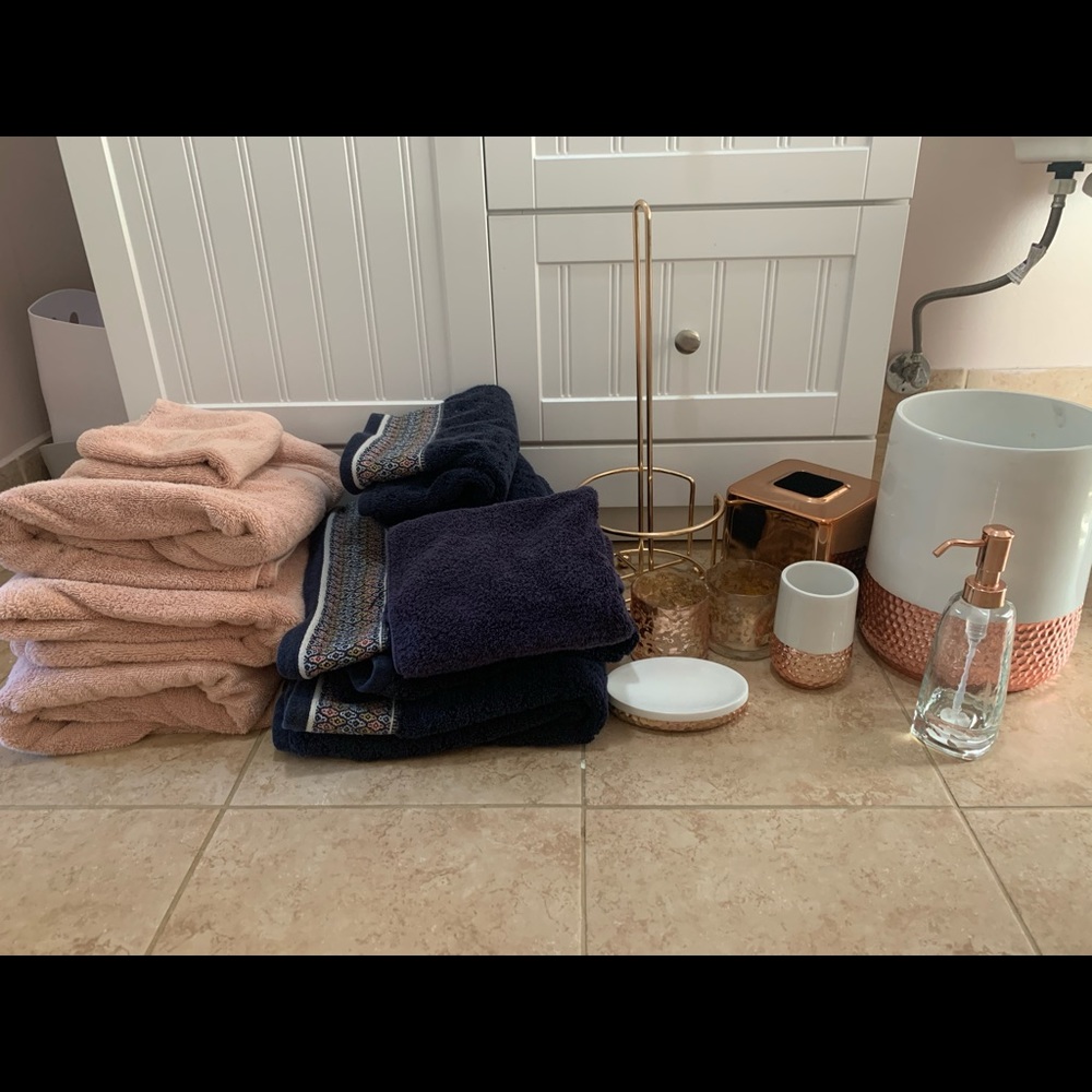 Rose Gold and Navy Complete Bathroom